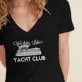 Webster Lake Yacht Club Pontoon Boat Women's Jersey Short Sleeve Deep V-Neck Tshirt