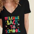 Welcome Back To School Happy First Day 488 Shirt Women's Jersey Short Sleeve Deep V-Neck Tshirt