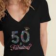 Womens 50 & Fabulous 1972 50Th Celebration For Ladies Women's Jersey Short Sleeve Deep V-Neck Tshirt