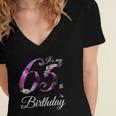 Womens 65 Years Old Floral 1957 Its My 65Th Birthday Gift Women's Jersey Short Sleeve Deep V-Neck Tshirt