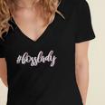Womens Entrepreneur Motif For Business Owner Women's Jersey Short Sleeve Deep V-Neck Tshirt