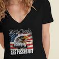 Womens Funny American Flag Bald Eagle We The People Are Pissed Off Women's Jersey Short Sleeve Deep V-Neck Tshirt