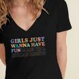 Womens Girls Just Wanna Have FunDamental Human Rights Women's Jersey Short Sleeve Deep V-Neck Tshirt