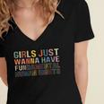 Womens Girls Just Wanna Have Fundamental Rights Feminism Womens Women's Jersey Short Sleeve Deep V-Neck Tshirt
