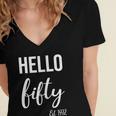 Womens Hello 50 Fifty Est 1972 - 50Th Birthday 50 Years Old Women's Jersey Short Sleeve Deep V-Neck Tshirt
