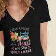 Womens I Sew A Piece Of My Heart Into Every Quilt I Make Women's Jersey Short Sleeve Deep V-Neck Tshirt