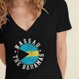 Womens Nassau The Bahamas Flag Lovers Gift Women's Jersey Short Sleeve Deep V-Neck Tshirt