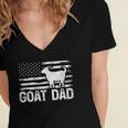 Womens Vintage Goat Dad Retro American Flag Goat 4Th Of July Women's Jersey Short Sleeve Deep V-Neck Tshirt
