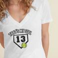 13 Thats My Girl Softball Mom Dad Of Number 13 Softball Women's Jersey Short Sleeve Deep V-Neck Tshirt