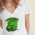 Absinthe Skull Green Fairy Retro Design Women's Jersey Short Sleeve Deep V-Neck Tshirt