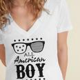 All American Boy 4Th Of July Boys Kids Sunglasses Family Women's Jersey Short Sleeve Deep V-Neck Tshirt