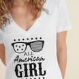 All American Girl 4Th Of July Family Matching Sunglasses Women's Jersey Short Sleeve Deep V-Neck Tshirt