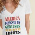 America Designed By Geniuses To Be Run By Idiots Impeach 46 Joe Biden Essential Tshirt Women's Jersey Short Sleeve Deep V-Neck Tshirt