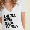 America Needs School Libraries Women's Jersey Short Sleeve Deep V-Neck Tshirt