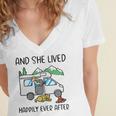 And She Lived Happily Ever After Women's Jersey Short Sleeve Deep V-Neck Tshirt