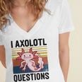 Axolotl Questions I Ask A Lot Of Questions Pun Vintage Women's Jersey Short Sleeve Deep V-Neck Tshirt