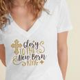 Baby Shower Text Design Glory To The New Born Women's Jersey Short Sleeve Deep V-Neck Tshirt