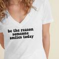 Be The Reason Smiles Today Women's Jersey Short Sleeve Deep V-Neck Tshirt