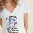 Best Womancorn Funny Unicorn Dabbing Gift Like A Normal Best Woman But More Awesome Women's Jersey Short Sleeve Deep V-Neck Tshirt