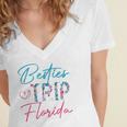 Besties Trip Florida Vacation Matching Best Friend Women's Jersey Short Sleeve Deep V-Neck Tshirt