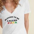 Blessed To Be Called Papa Sticker Women's Jersey Short Sleeve Deep V-Neck Tshirt