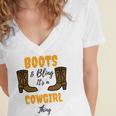 Boots Bling Its A Cowgirl Thing Women's Jersey Short Sleeve Deep V-Neck Tshirt