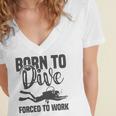 Born To Dive Forced To Work Women's Jersey Short Sleeve Deep V-Neck Tshirt