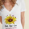 Brain Aneurysm Awareness Faith Hope Love Women's Jersey Short Sleeve Deep V-Neck Tshirt