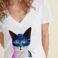 Cat Avatar Women's Jersey Short Sleeve Deep V-Neck Tshirt