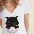 Cat Cut Cat Cat Lovers Black Cat Funny Cat Birthday Cat Gift Cat Danger Kitty Women's Jersey Short Sleeve Deep V-Neck Tshirt