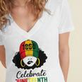 Celebrate Junenth 1865 Black Girl Magic Melanin Women Women's Jersey Short Sleeve Deep V-Neck Tshirt