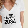 Class Of 2034 Grow With Me - Handprints Go On The Back Women's Jersey Short Sleeve Deep V-Neck Tshirt