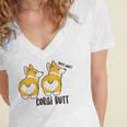 Corgi Set Sticker Design Funny Corgi Set Stickers Women's Jersey Short Sleeve Deep V-Neck Tshirt