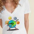 Dabbing Earth Day Women's Jersey Short Sleeve Deep V-Neck Tshirt