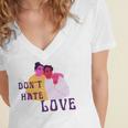 Dont Hate Love Women's Jersey Short Sleeve Deep V-Neck Tshirt