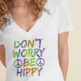 Donut Worry Be Happy Women's Jersey Short Sleeve Deep V-Neck Tshirt