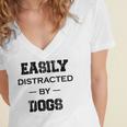 Easily Distracted By Dogs Funny Dogs Quotes Gift For Dogs Lovers Women's Jersey Short Sleeve Deep V-Neck Tshirt