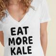 Eat More Kale Women's Jersey Short Sleeve Deep V-Neck Tshirt