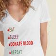 Eat Sleep Donate Blood Repeat Blood Donation Blood Donation Awareness Women's Jersey Short Sleeve Deep V-Neck Tshirt