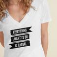 Everything I Want To Do Is Illegal Glitsh Sticker Design Funny Everything I Want To Do Is Illegal Stickers Women's Jersey Short Sleeve Deep V-Neck Tshirt