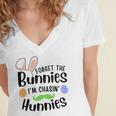 Forget The Bunnies Im Chasing Hunnies Funny Boys Easter Gift Women's Jersey Short Sleeve Deep V-Neck Tshirt