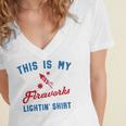 Fourth Of July My Fireworks Vintage 749 Shirt Women's Jersey Short Sleeve Deep V-Neck Tshirt