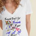 Friends Dont Let Friends Fight Als Alone Unicorn Blue Ribbon Amyotrophic Lateral Sclerosis Support Als Awareness Women's Jersey Short Sleeve Deep V-Neck Tshirt