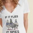 Funny Birds Pun Pigeon If It Flies It Spies Birds Are Liars Women's Jersey Short Sleeve Deep V-Neck Tshirt