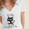 Funny Cat Its Fine Im Fine Everything Is Fine Its Fine Im Fine Women's Jersey Short Sleeve Deep V-Neck Tshirt