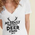 Funny Deer Quotemy Family Tree Has A Deer Stand In It Deer Lovers Women's Jersey Short Sleeve Deep V-Neck Tshirt