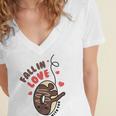 Funny Donut Fall In Love Women's Jersey Short Sleeve Deep V-Neck Tshirt