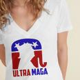 Funny Ultra Maga Gift For Americans Trump Biden Lover Women's Jersey Short Sleeve Deep V-Neck Tshirt