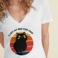 Funny Vintage Black Cat I Left My Bed For This Women's Jersey Short Sleeve Deep V-Neck Tshirt