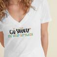 Go Shorty Its Your Birthday Women's Jersey Short Sleeve Deep V-Neck Tshirt